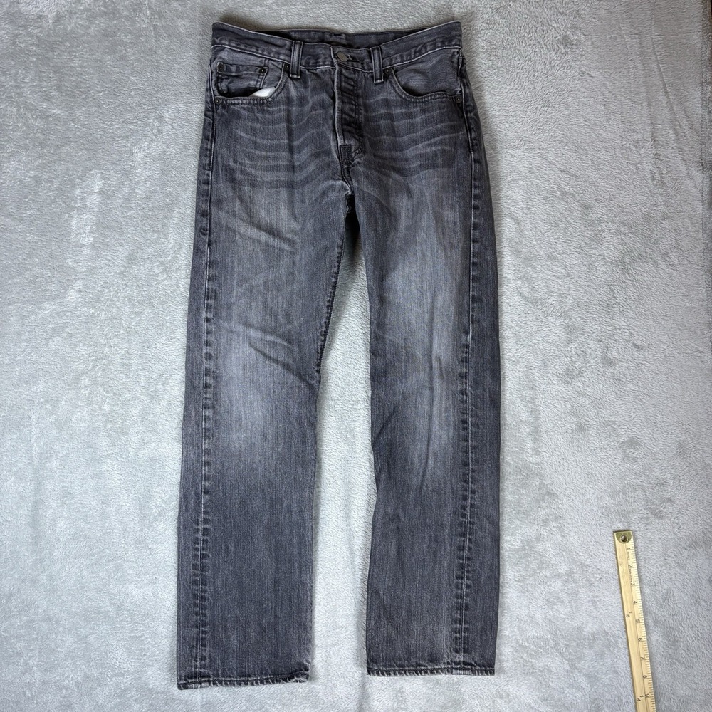 Levi's 501 Jeans Mens 30x30 (Fits 30x28) Button Fly Black Denim Pants